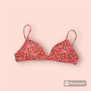 NWT J. Crew Red Floral Bikini Top Size XXL